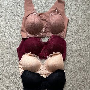 Elegant Lace Women's Intimates Set - Black, Burgundy, ivory and Nude Never worn